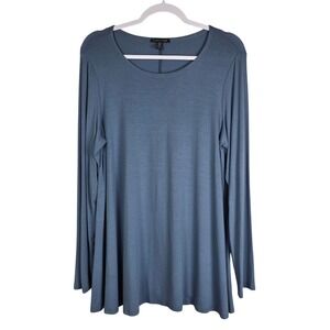 Eileen Fisher Viscose Jersey Ballet Neck Tunic Sz L Bluebird Long Flare Sleeve